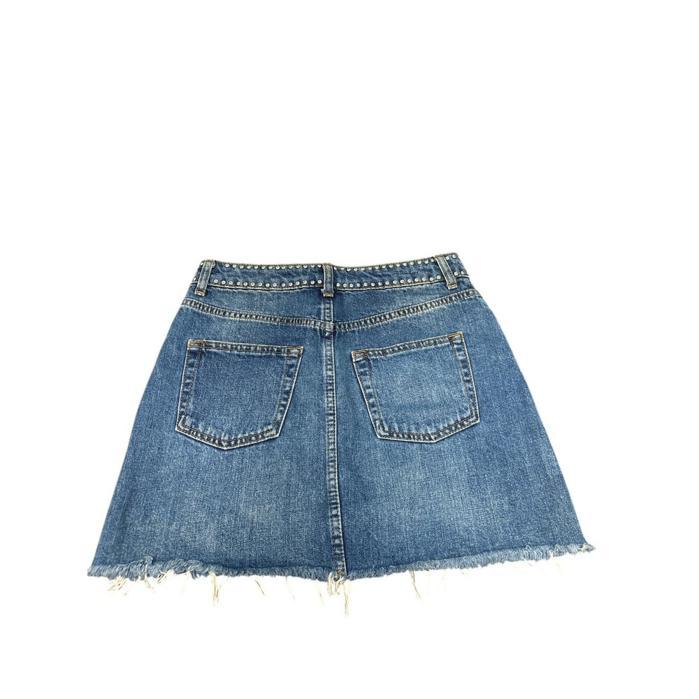 TOPSHOP MOTO Womens Mini Studded Denim Skirt Size 6 Y2K - Picture 3 of 7